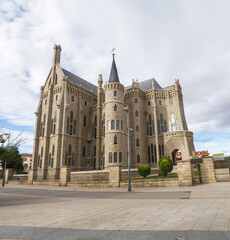 Fototapeta na wymiar Building of the Episcopal Palace of Astorga by the Architect Gaudi