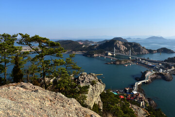 Obraz premium 한국의 아름다운 섬 전라북도 선유도의 풍경과 석양