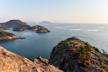 한국의 아름다운 섬 전라북도 선유도의 풍경과 석양