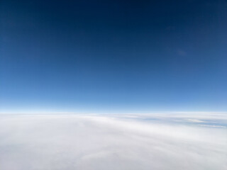 Aerial view above layer of altostratus clouds