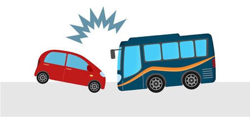 交通事故のベクターイラスト 乗用車とバスの衝突 Accident Wall Mural Accide Icim