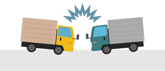 交通事故のベクターイラスト 乗用車とトラックの衝突 Wall Mural Icim