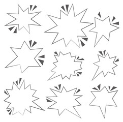 Speech bubble of pop and zigzag icons. Speech bubble vector illustration. ポップなふきだしイラスト、ギザギザ吹き出しイラスト