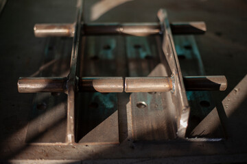 Metal parts on the table. Metal workshop.