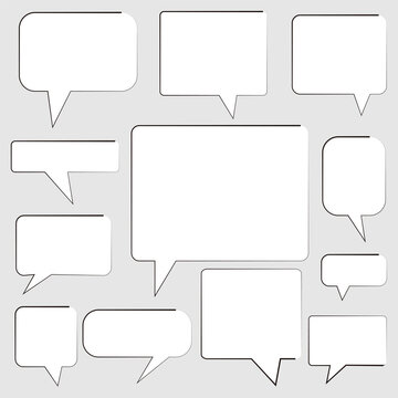 Simple square speech bubble icons collections. speech bubble vector illustration. シンプルふきだしイラスト、四角吹き出しイラスト