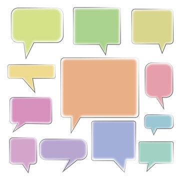 Colorful speech bubble icons collections. Vector illustration. ふきだしアイコンイラスト、カラフル吹き出しイラスト