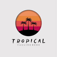 tropical poster logo vector illustration design