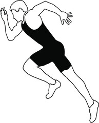 Vector illustratiion icon of fast jogging man for sport team, runner club, triathlon marathon for logo.