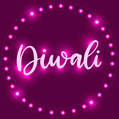 Happy Diwali calligraphic vector illustration. Celebration of the festival of a traditional holiday in India deepavali. Lettering with dark background for greeting card, poster.