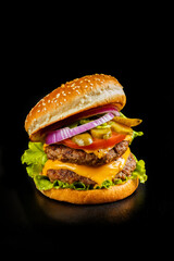 ハンバーガーセット　American fast food hamburger