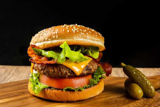 ハンバーガーセット　American fast food hamburger