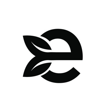 letter e leaf black logo