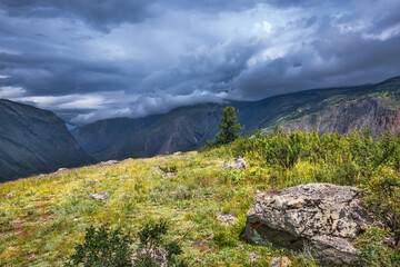 Fototapeta premium Mountain landscape. Ulagansky district, Altai Republic, Russia