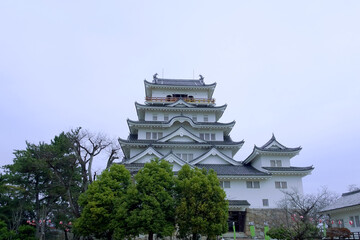 福山城の天守閣をアップ／福山城公園（福山県福山市）