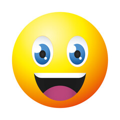 cartoon happy emoji face icon, colorful design