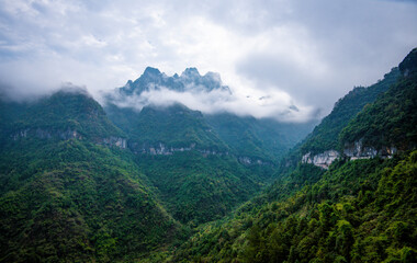 Beautiful landscape of Tianmen mountain national park, Hunan province, Zhangjiajie The Heaven Gate of Tianmen Shan, mountain in china