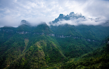 Beautiful landscape of Tianmen mountain national park, Hunan province, Zhangjiajie The Heaven Gate of Tianmen Shan, mountain in china