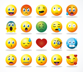 cartoon emojis faces icon, colorful design