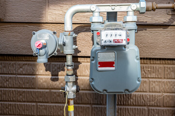 residential gas meter and pressure regulator