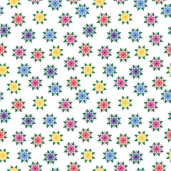 Fototapeta na wymiar The pattern is chrysanthemums. Flowers red, purple, green and blue on a white background.