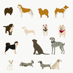 Dog clip art set-hand drawn dog breeds-digital PNG vector-cute animals Pets-SVG clip art collection-puppy-stickers-living room clipart