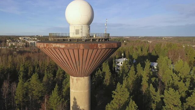 The white huge ball on top of the water tower system in Vantaa Finland. Vantaa.Finland-November 6.2020