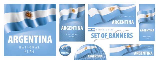 Vector set of banners with the national flag of the Argentina - obrazy, fototapety, plakaty