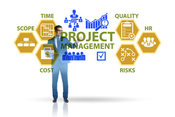 Concept of project management with businessman
