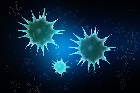 3d render Corona virus microscopic view