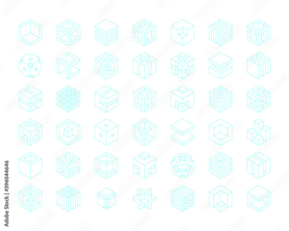 Poster logo cubes template include guides in eps file. vector cube
