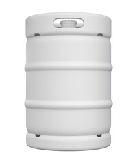 Clay render of metal beer keg with the lid isolated on white background - 3D illustration