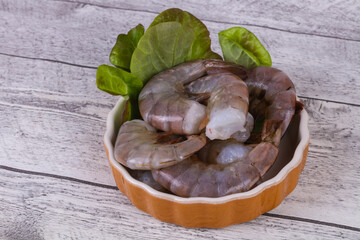 Raw king prawns ready for cooking