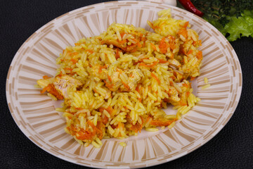 Traditional Pilaf with chicken and carrot