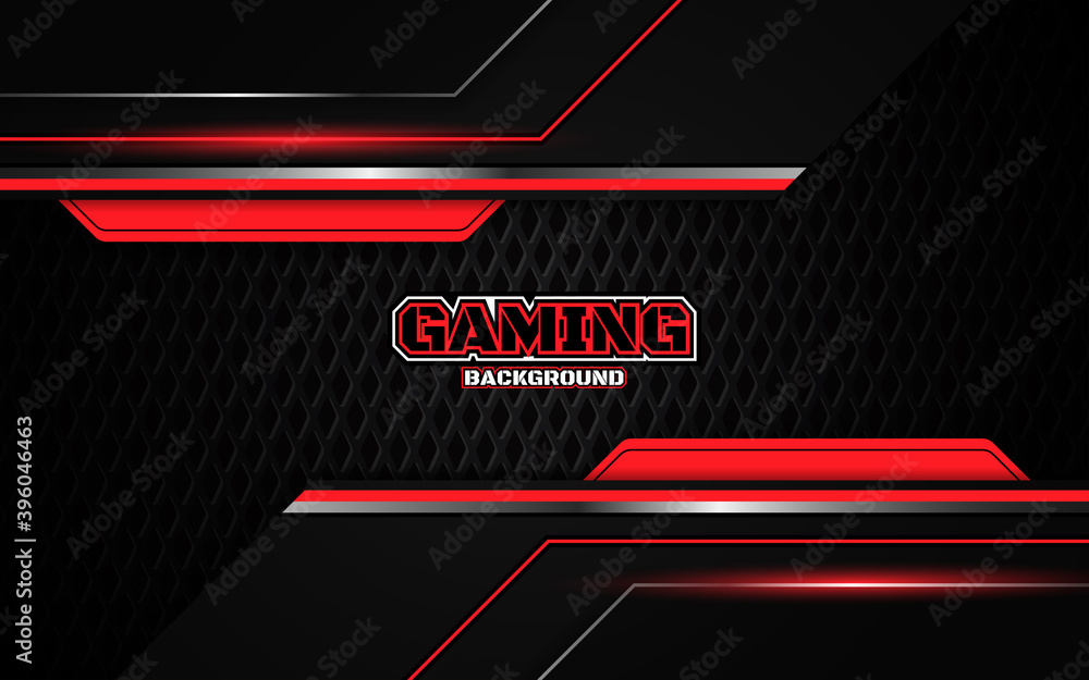 Poster abstract futuristic black and red gaming background with modern esport shapes. vector design templat