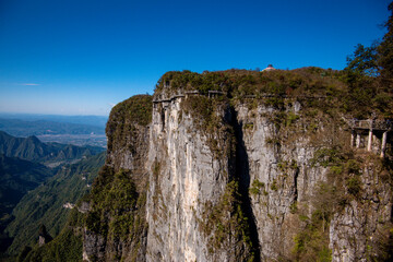 Beautiful landscape of Tianmen mountain national park, Hunan province, Zhangjiajie The Heaven Gate of Tianmen Shan, mountain in china