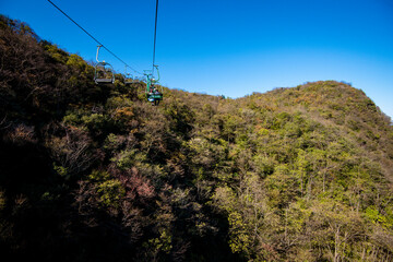 Cable cars without protective glasses are very dangerous at at Tianmenshan, Hunan province, Zhangjiajie.