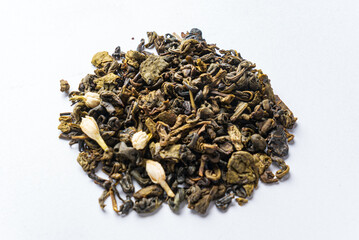 green tea on the white background
