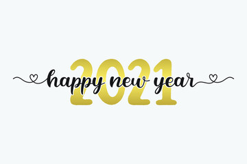 Happy New Year lettering template. Isolated calligraphy of happy new year.