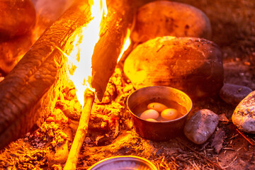 Photo of Bonfire and cooking eggs in arunachal