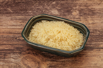 Raw basmati rice in the bowl