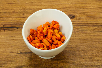 Chili peanut snack in the bowl