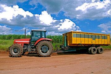 Obraz premium Transporte de produção agricola em estrada de terra. Holambra. São Paulo. Brasil
