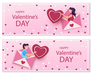Set valentine's day illustrations of a couple. Love concept, Valentine's day background. Wallpaper.