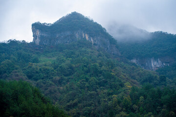 Beautiful landscape of Tianmen mountain national park, Hunan province, Zhangjiajie The Heaven Gate of Tianmen Shan, mountain in china