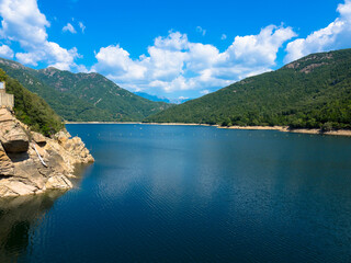 Obraz na płótnie Canvas Lac de Tolla is a reservoir on the mediterranean island of Corsica. It is located in the south of the island, east of the island's capital Ajaccio, Tourism and vacation concept. 