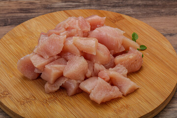 Raw diced chicken for cooking