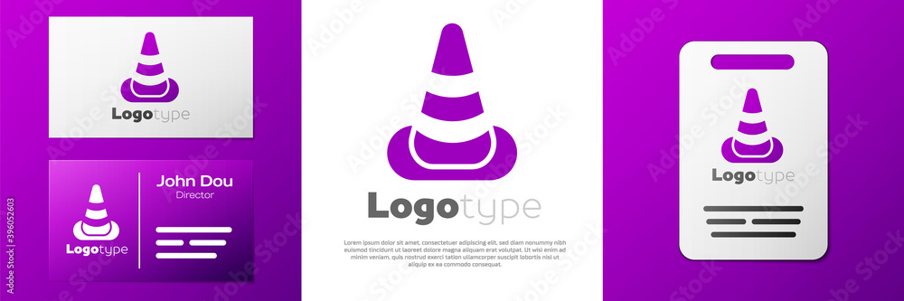 Poster logotype traffic cone icon isolated on white background. logo design template element. vector.