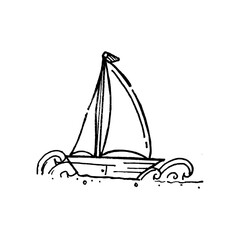 Coloring Page for Kid of Boat or Ship Hand Drawn