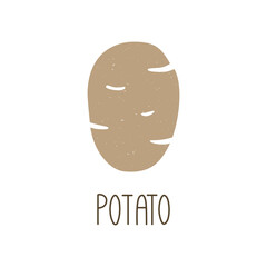 Cute caption potato icon isolated on white background. Colorful pictogram original design. Can be used for infographics, identity or decoration. Vector shabby hand drawn illustration
