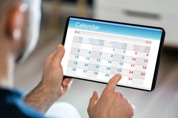 Young Business Man Using Calendar